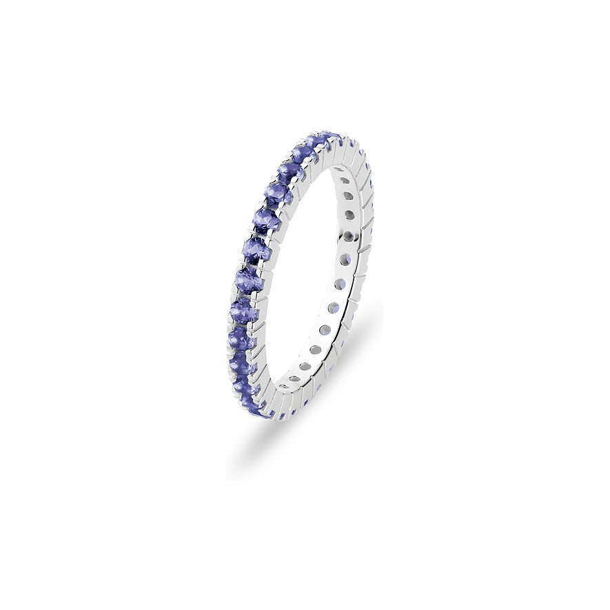 Valeria Damenring Zirkonia, Damen, 925er Silber, recycelt, blau, Größe: 60