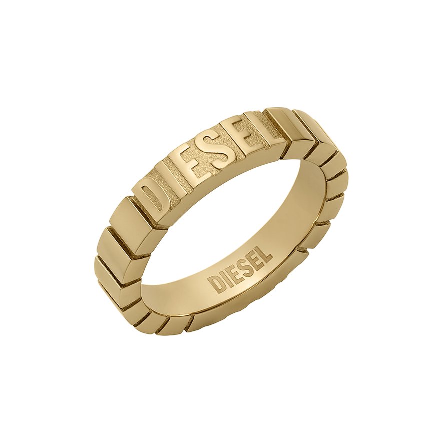 Diesel Damenring Diesel Font, Unisex, Edelstahl, gold, Größe: 53