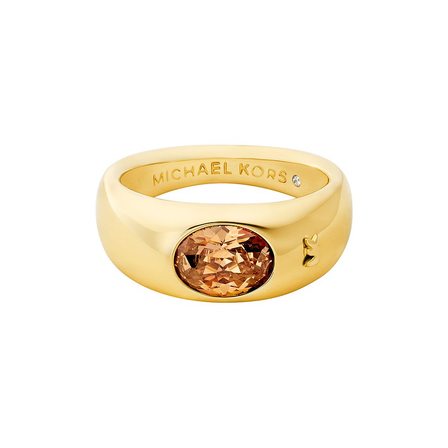 Michael Kors Ring aus Metall mit braunem Zirkonia und kleinem Stein.