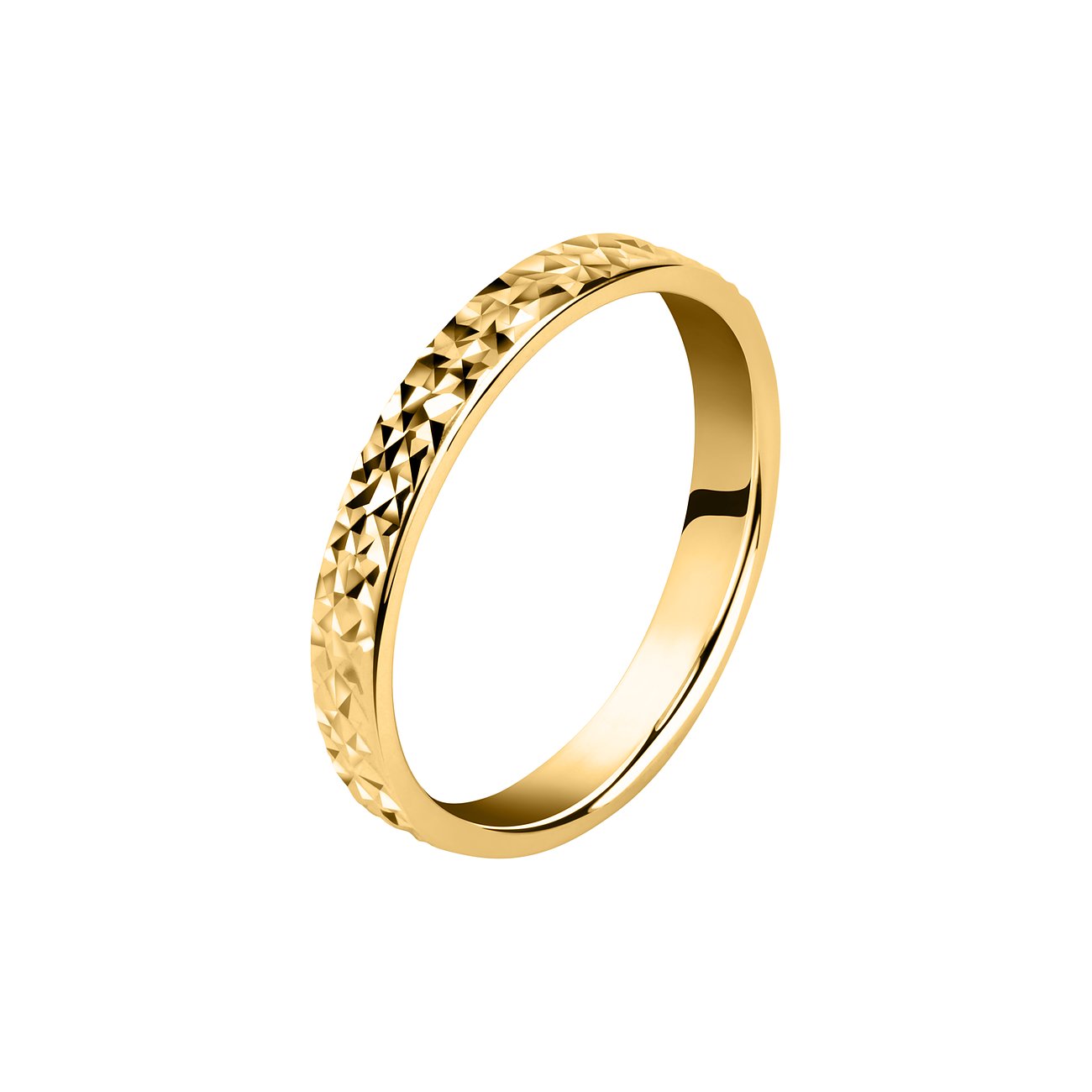 Een glanzende CHRIST ring van gerecycled, verguld 925 zilver met een gestructureerd oppervlak.