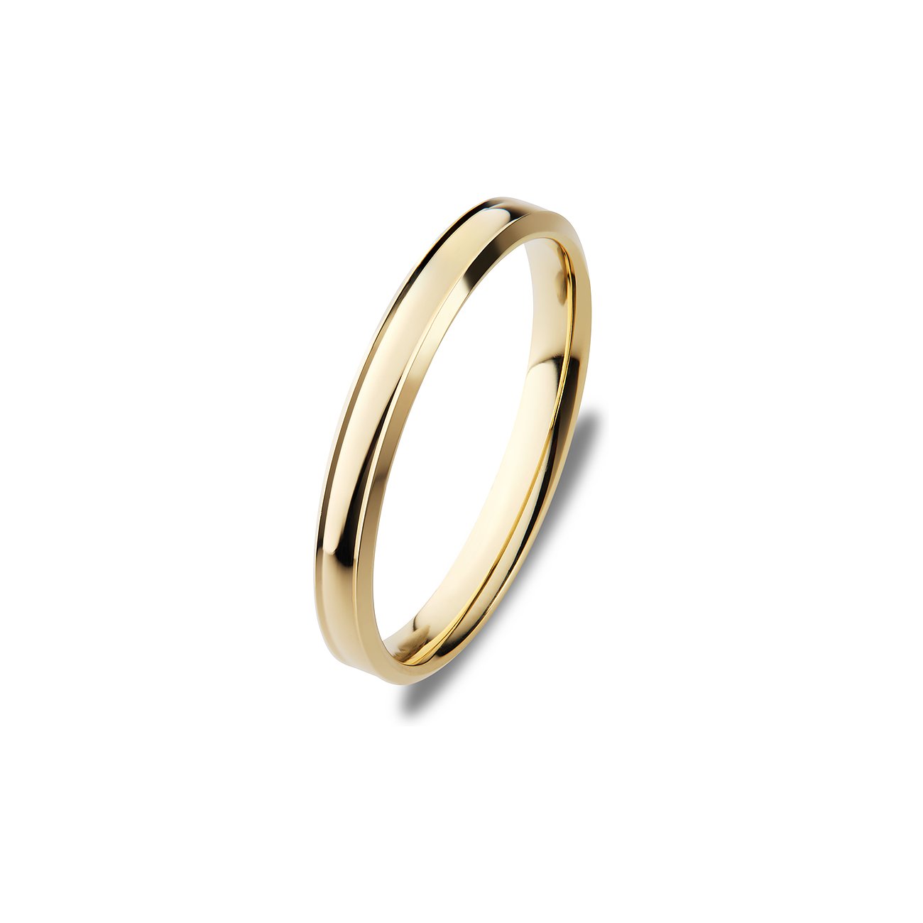 CHRIST ring van 375 geelgoud, vooraanzicht, glanzend oppervlak en licht afgeronde randen.