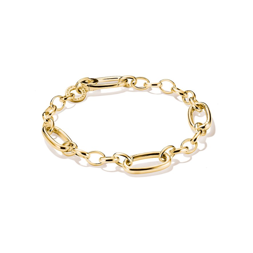 Thomas Sabo Armband aus vergoldetem Silber mit gemischten Kettengliedern, ovalen und runden Gliedern.