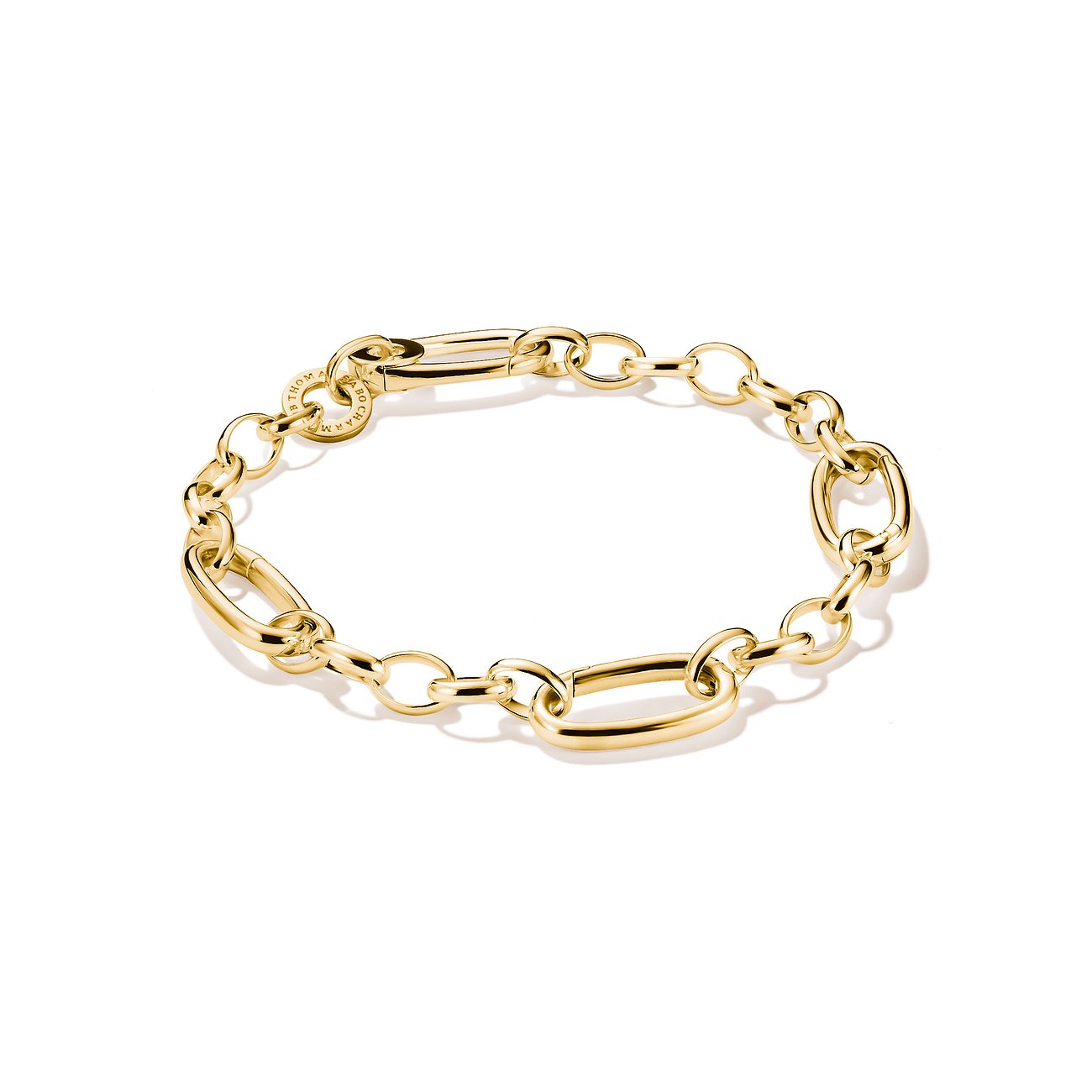 Thomas Sabo Armband aus vergoldetem Silber mit gemischten Kettengliedern, ovalen und runden Gliedern.
