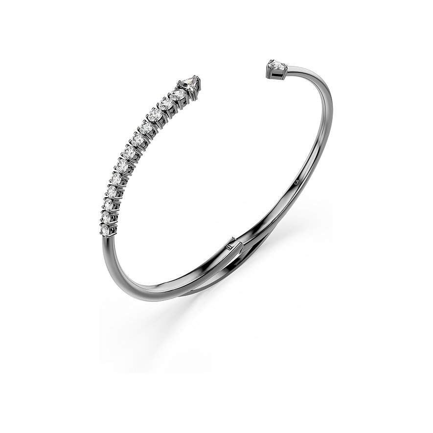 Swarovski metalen armband met fonkelende kristallen op de bovenste helft en een enkele steen aan het uiteinde.