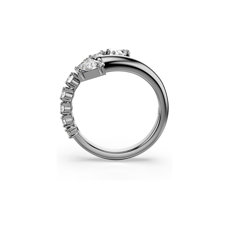 Swarovski Attract ring van gerhodineerd metaal met fonkelende Swarovski-kristallen in diverse vormen