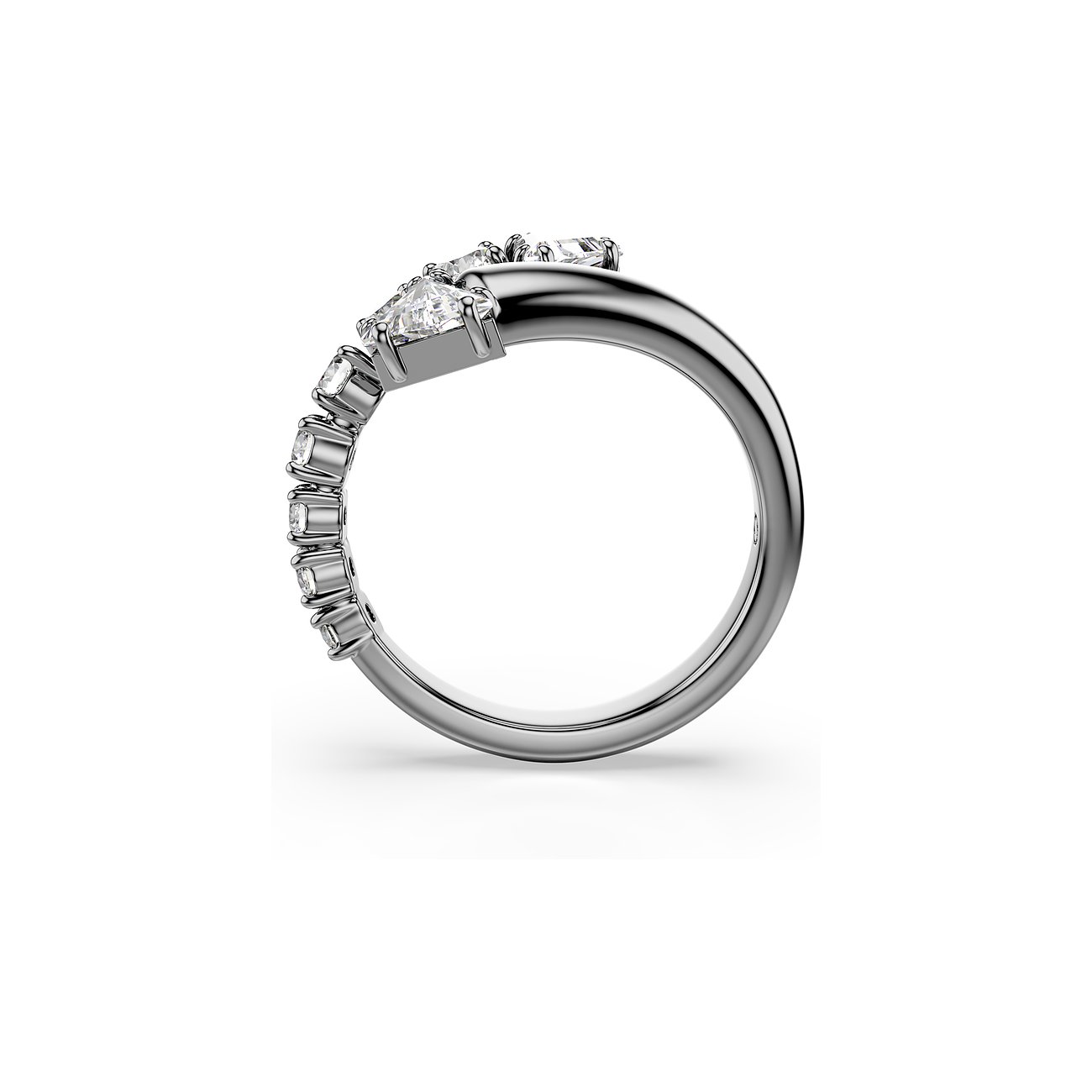 Swarovski Attract ring van gerhodineerd metaal met fonkelende Swarovski-kristallen in diverse vormen