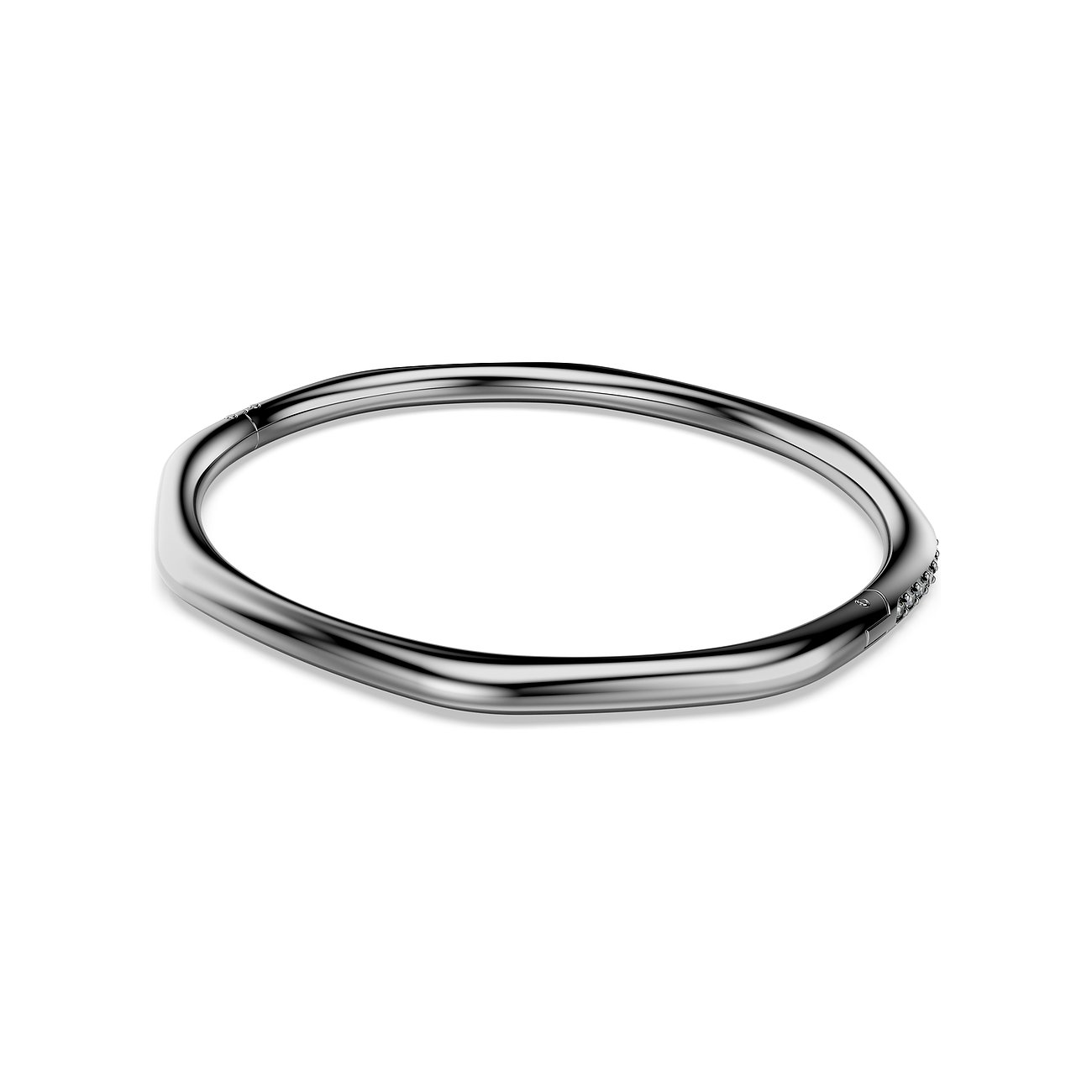 Swarovski metalen armband met een rij sprankelende Swarovski-kristallen op het smalste punt.