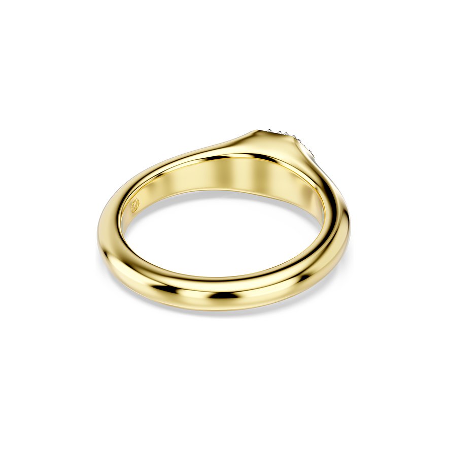 Swarovski Ring aus goldenem Metall mit kleinen, klaren Swarovski-Kristallen auf der Oberseite des schmalen Rings.