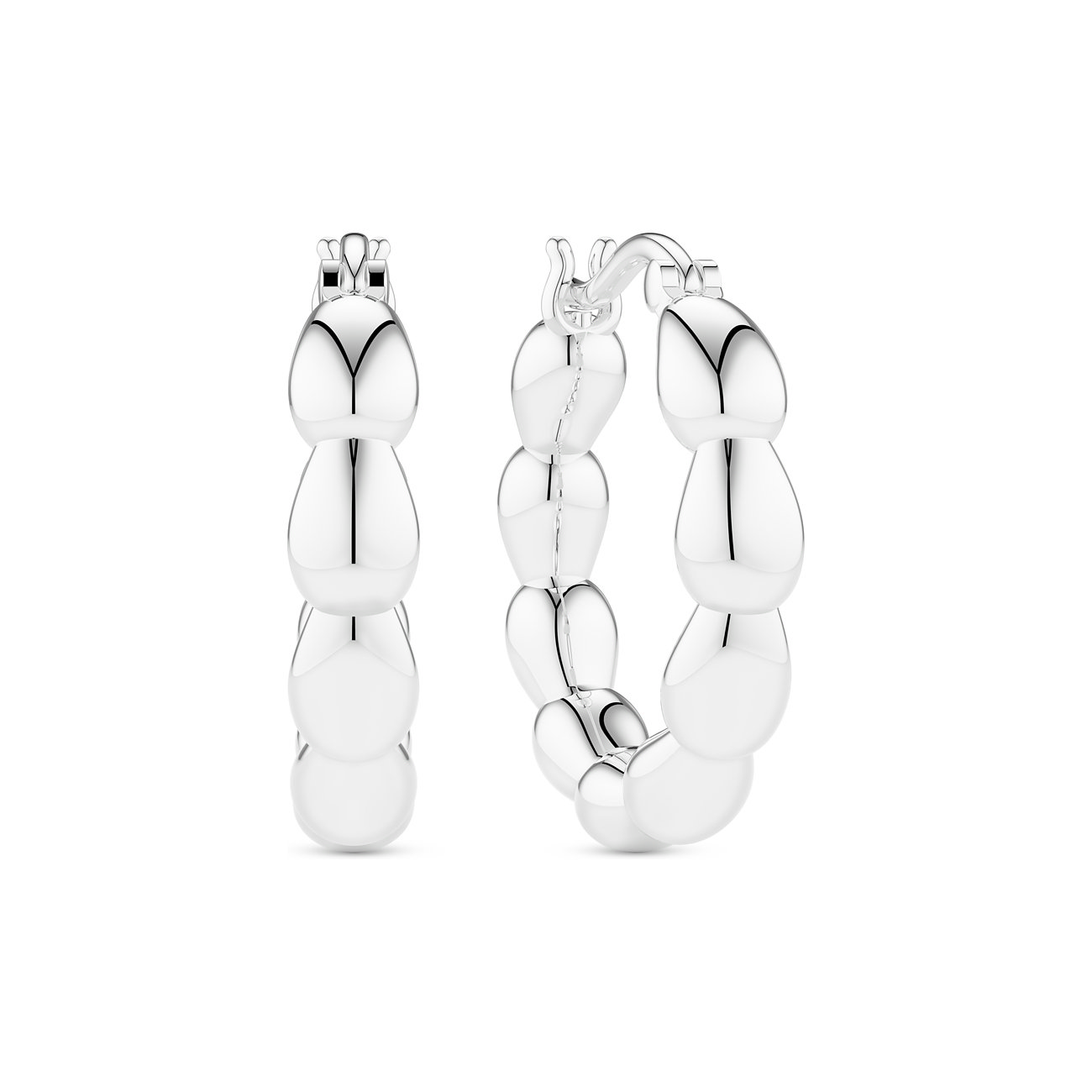Sif Jakobs Jewellery Ohrringe aus 925er Silber. Jeder Ohrring besteht aus gewölbten, glänzenden Elementen.