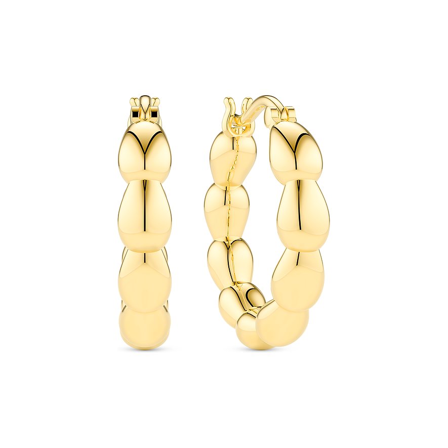 Goldene Sif Jakobs Jewellery Creolen aus 925er Silber mit vertikal aufgereihten, glänzenden, ovalen Elementen.