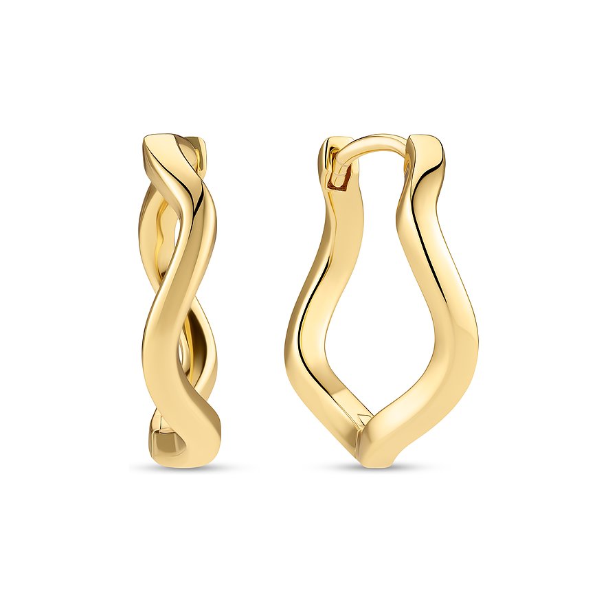 Zwei Sif Jakobs Jewellery Ohrringe aus goldfarbenem 925er Silber in verdrehter, wellenförmiger Kreolenform.