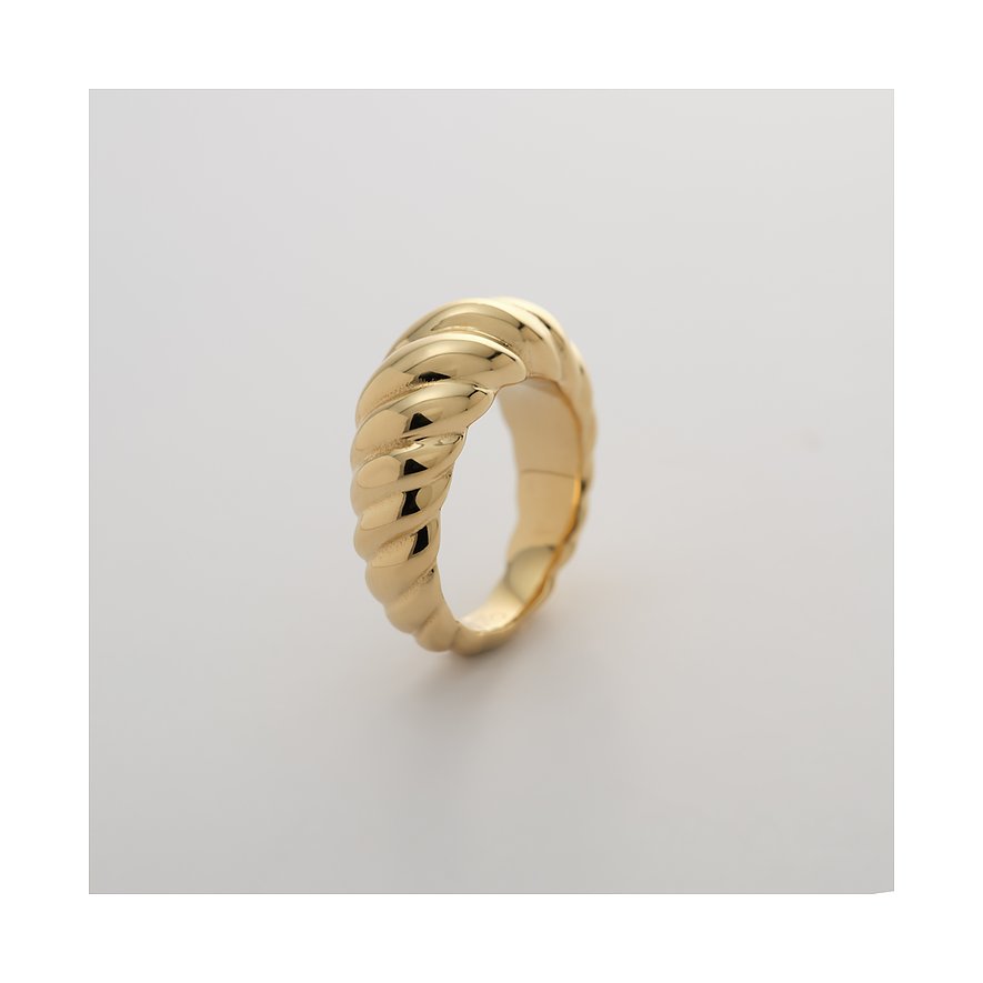 Guido Maria Kretschmer Ring aus goldfarbenem Edelstahl mit Croissant-Muster