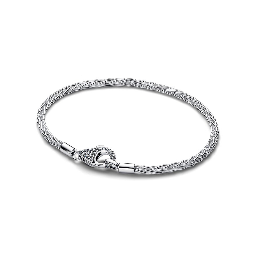 Armschmuck aus 925er Silber von Pandora mit einem Schiebeverschluss, der mit Zirkonia-Glitzersteinen besetzt ist.