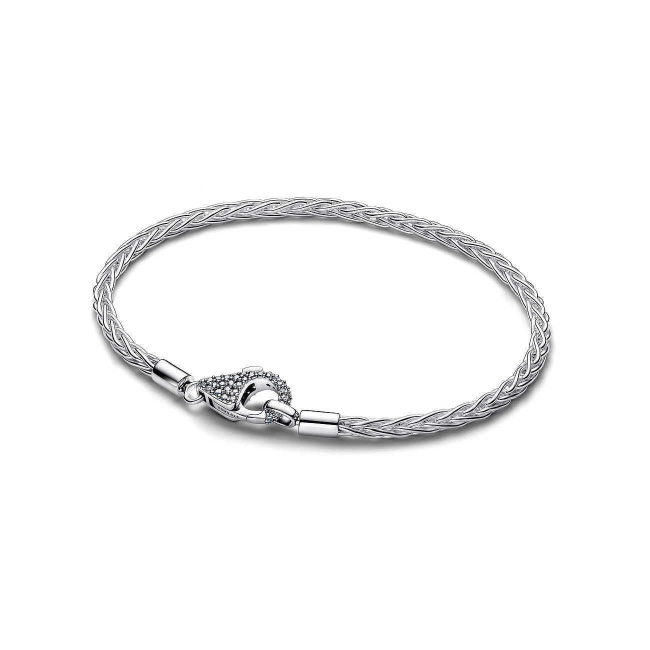 Armschmuck aus 925er Silber von Pandora mit einem Schiebeverschluss, der mit Zirkonia-Glitzersteinen besetzt ist.
