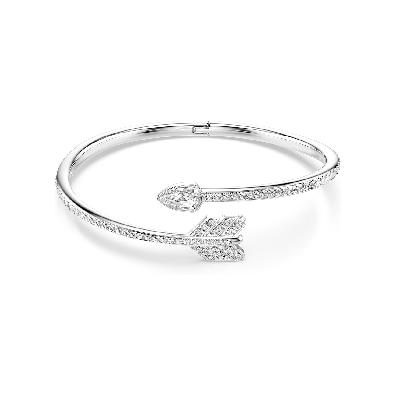 Swarovski armband van metaal met twee pijlpunten, bezet met heldere Swarovski kristallen.