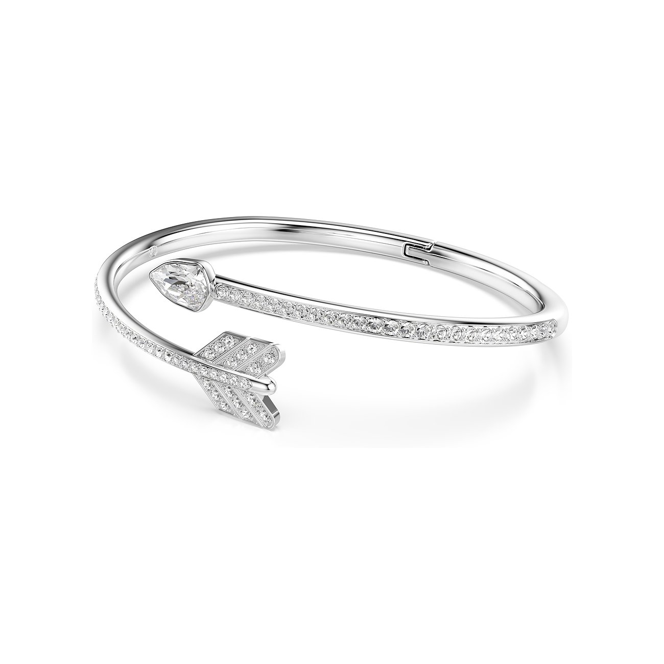 Swarovski metalen armband, pijl-vormig, versierd met fonkelende Swarovski-kristallen.