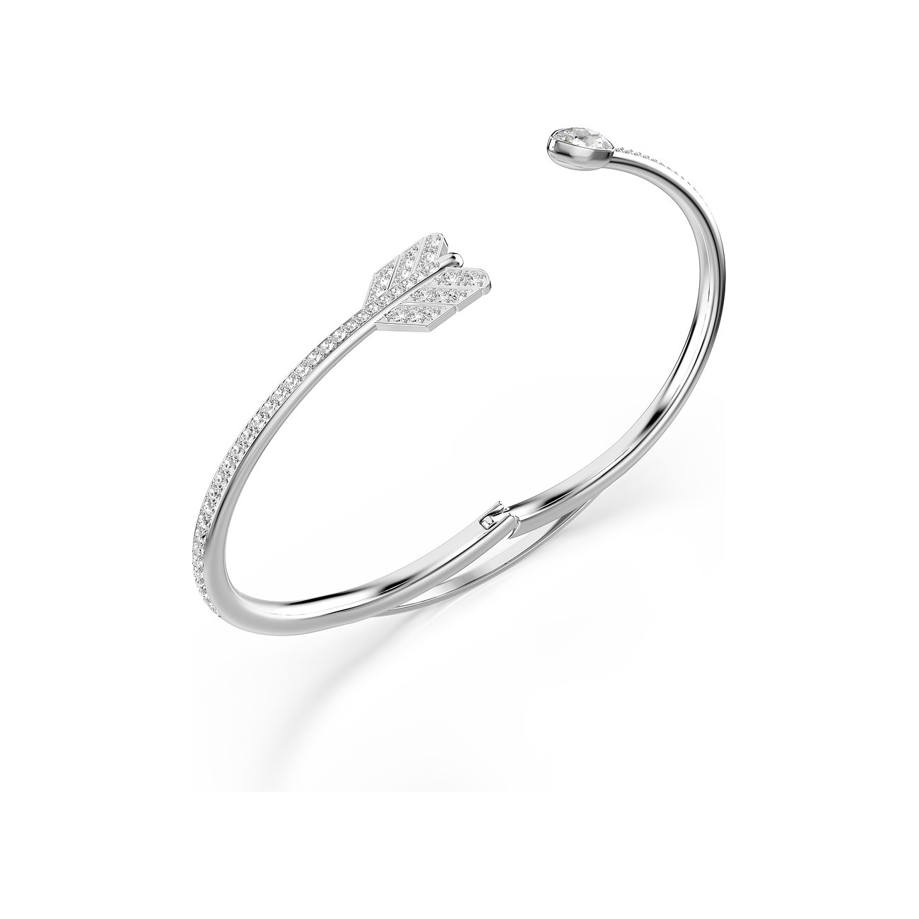 Swarovski metalen armband, versierd met Swarovski kristallen in de vorm van een hartvormige pijl en een punt.
