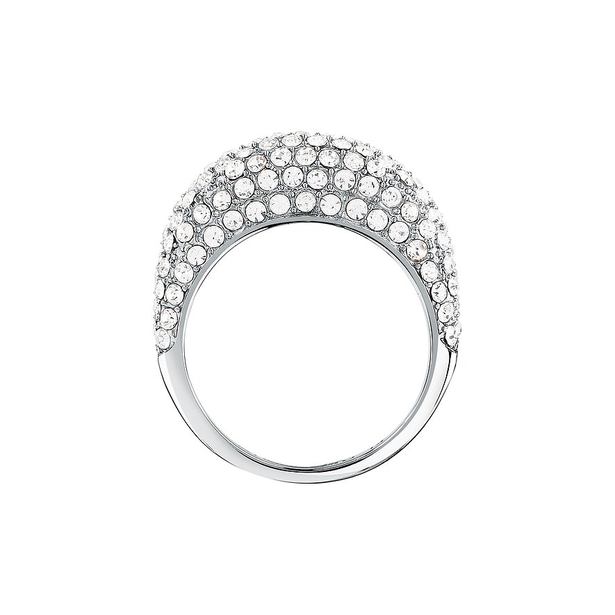 Morellato Ring aus Edelstahl mit breitem Band, besetzt mit mehreren Reihen glänzender klarer Kristalle.