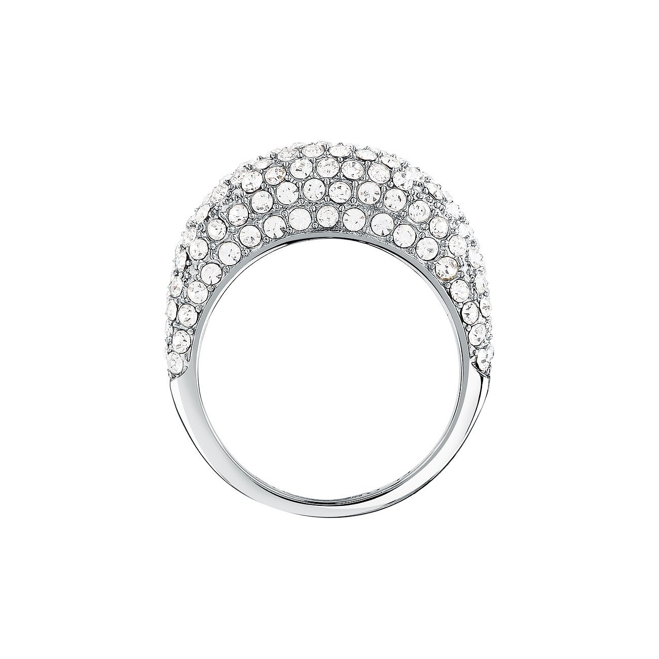 Morellato Ring aus Edelstahl mit breitem Band, besetzt mit mehreren Reihen glänzender klarer Kristalle.