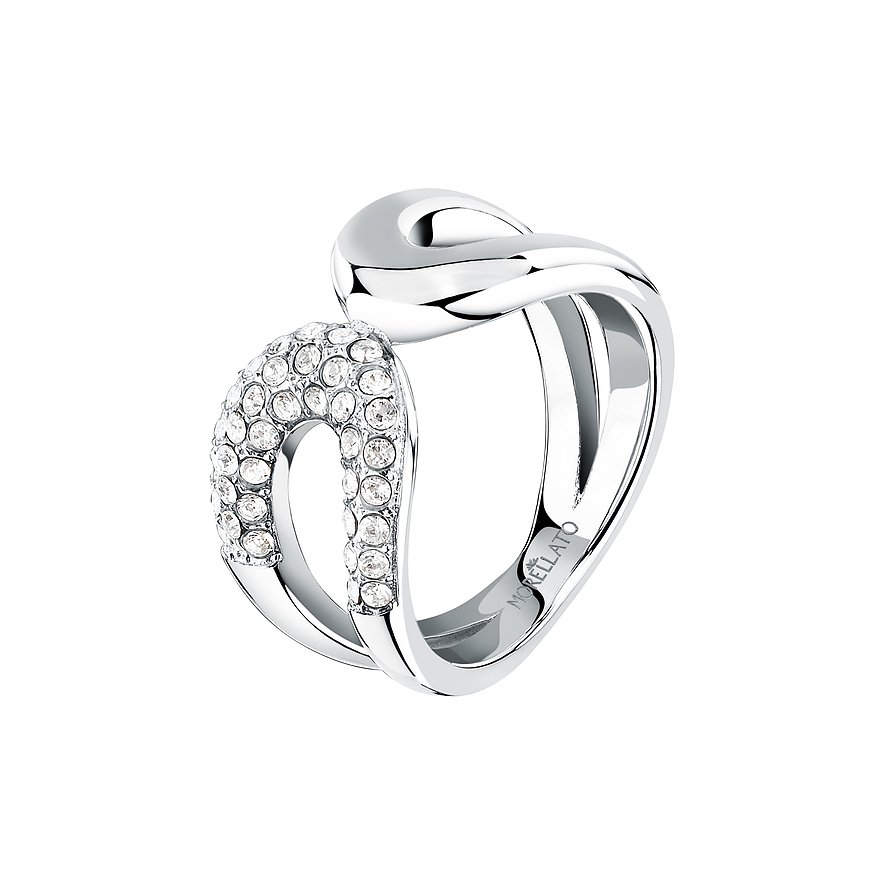 Morellato Ring aus Edelstahl mit geschwungenem Design, verziert mit funkelnden Kristallen. Elegantes Accessoire.