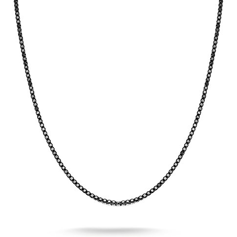 Collier Thomas Sabo en argent noirci, entièrement orné de petites pierres de couleur zircone foncées.