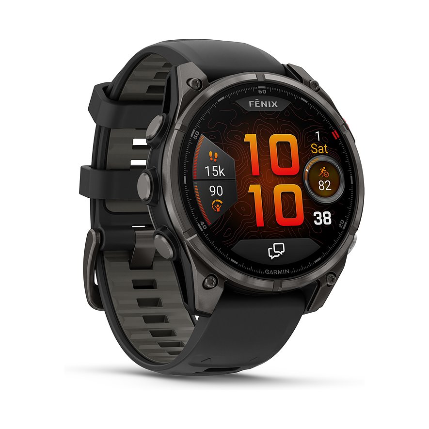 Garmin Smartwatch Fenix 8 Pro - 47 mm AMOLED Saphhire 010-03198-01, Unisex, Kunststoff, Armband: Silikon, Lithium-Ionen Akku, digital
