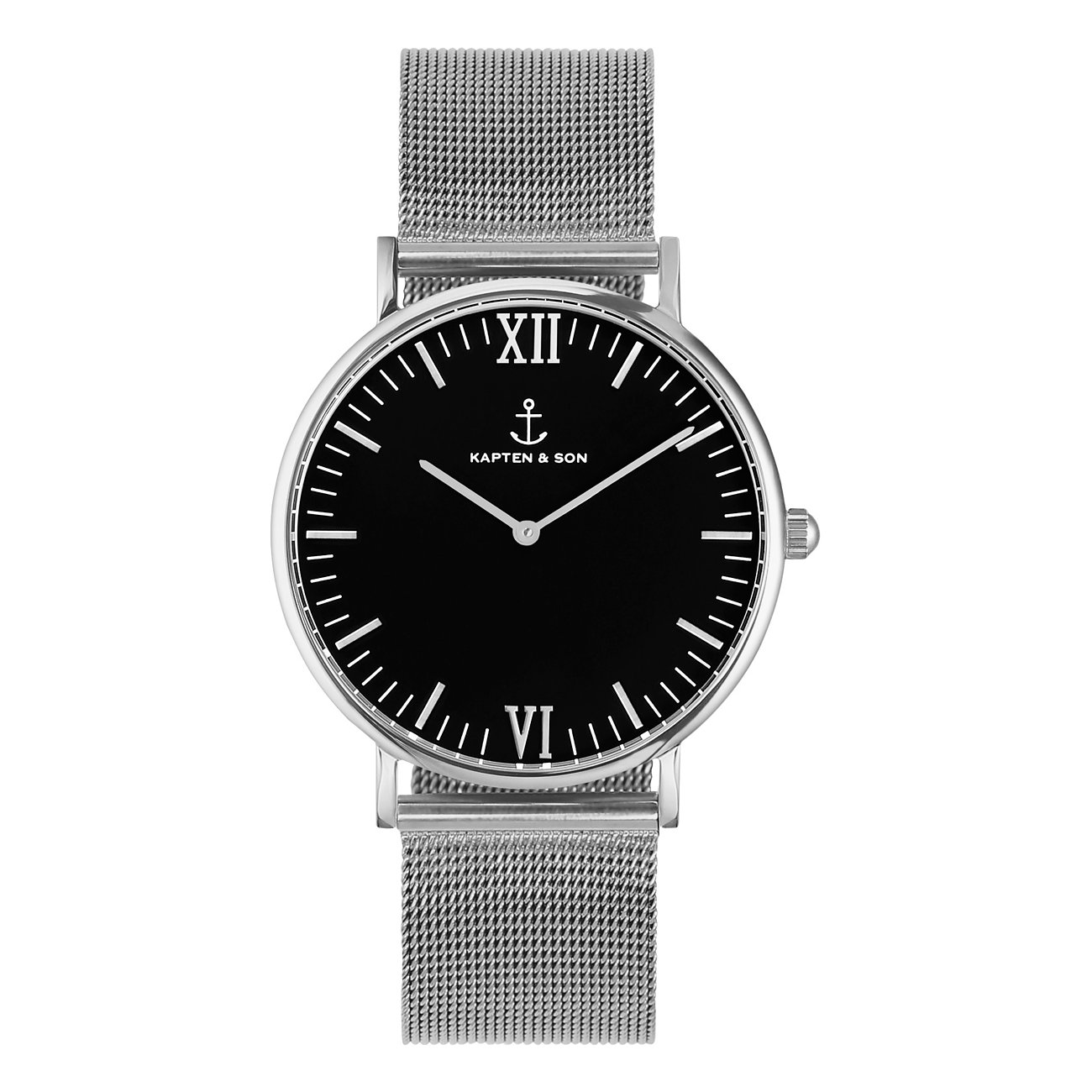 Kapten Son Black Mesh Uhr Chrono Kapten And Son Heritage Silver