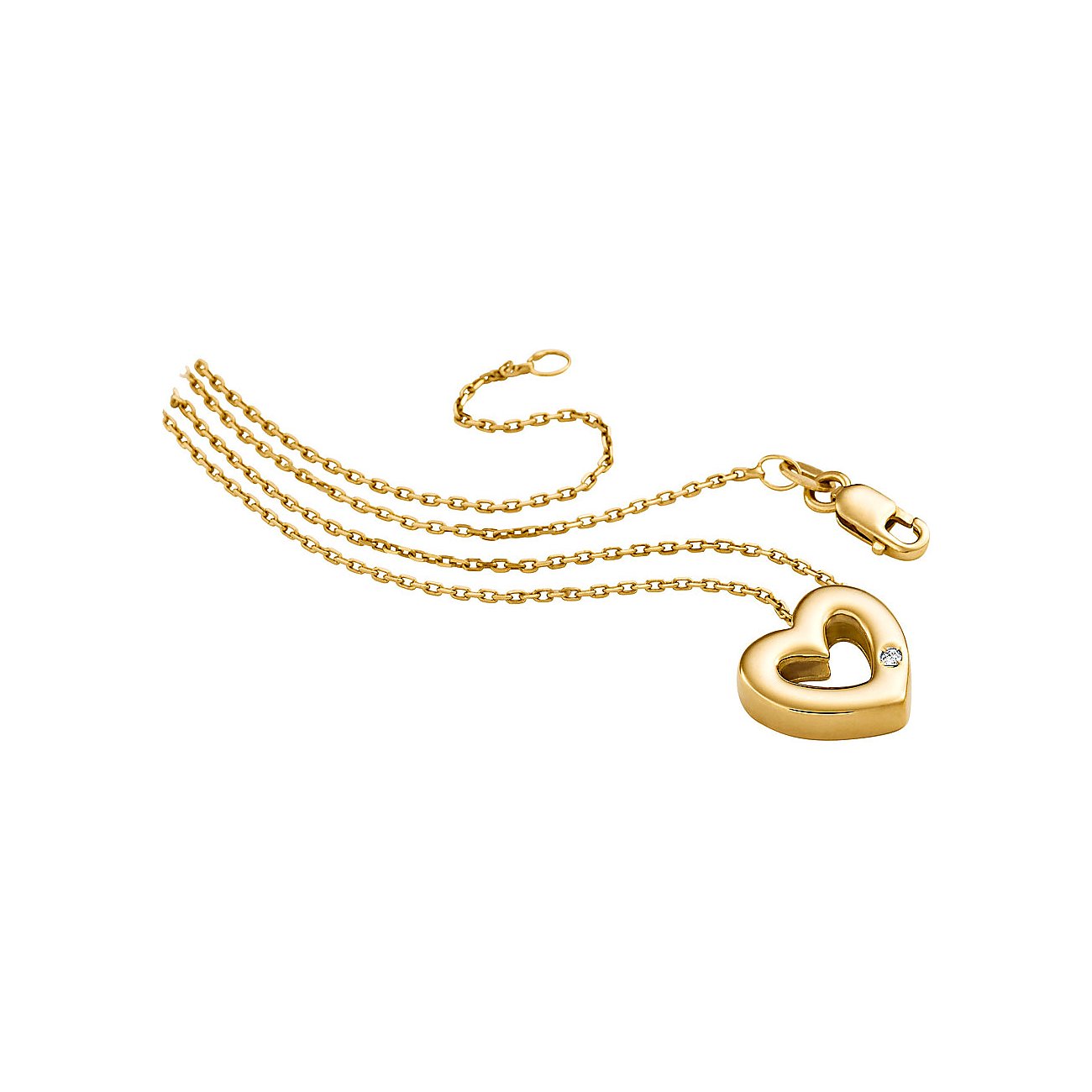 CHRIST Gelbgold-Halsschmuck: Herzanhänger mit Diamant. Leicht geschwungene Kette.