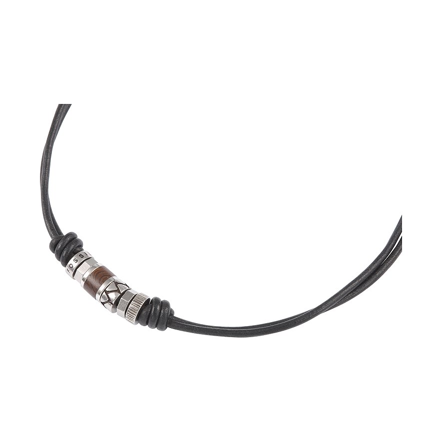 Fossil Collana Con Catenina A Sfere E Pendente In Acciaio Inossidabile Per Donna - Colore Argento E Nero, Chiusura A Moschettone