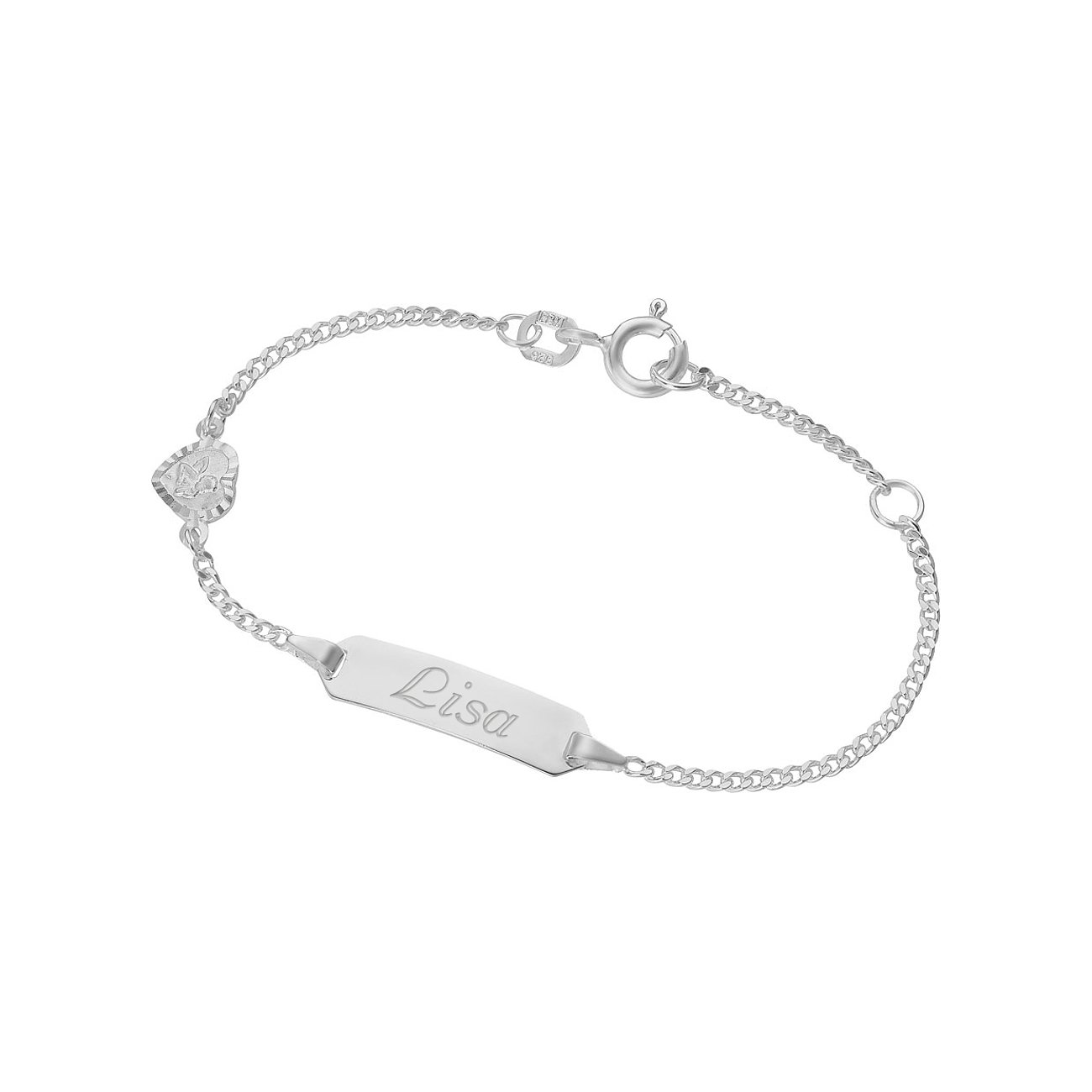 FAVS Little Friends Armband aus rhodiniertem 925er Silber mit graviertem Namensschild 