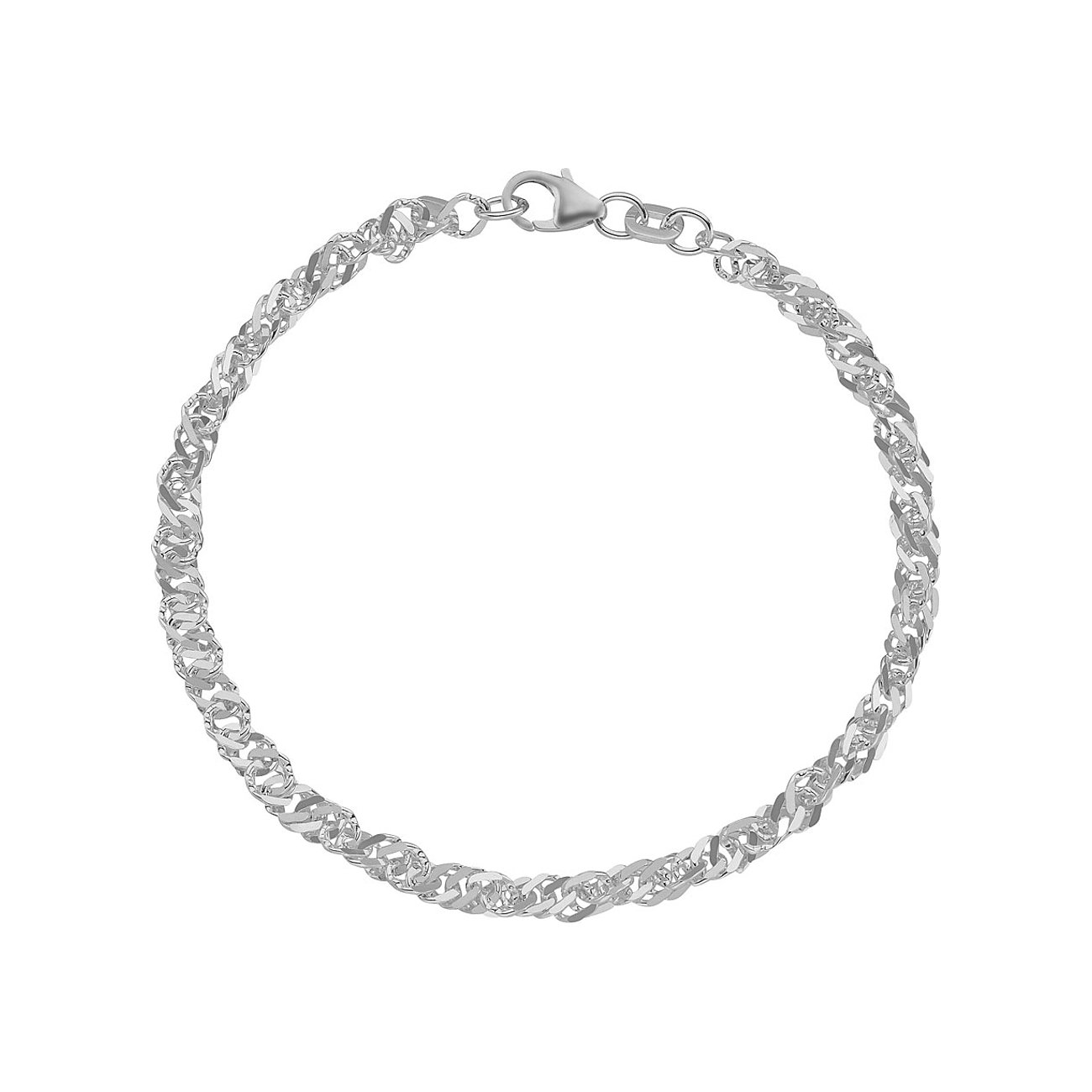 FAVS Little Friends Armband aus rhodiniertem 925er Silber mit verdrehter Gliederkette und Karabinerverschluss.