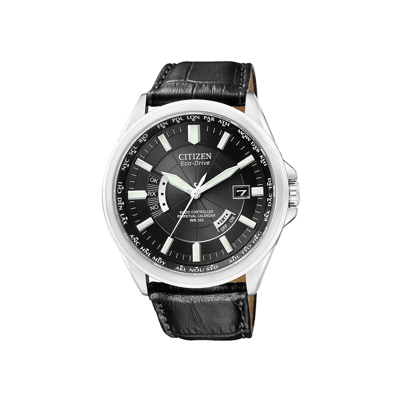 Citizen Eco-Drive Analogico Orologio Da Uomo - Radio Controlled, Cronografo, Pelle Marrone, 43 Mm