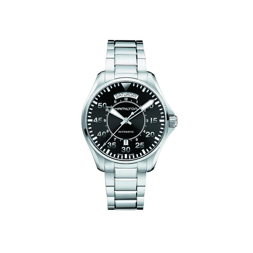 Hamilton Herrenuhr Pilot Day Date Auto H64615135, Herren, Edelstahl, Armband: Edelstahl, Automatik, analog