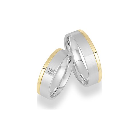 CHRIST Trauringe bicolor mit Diamanten, mattiert.