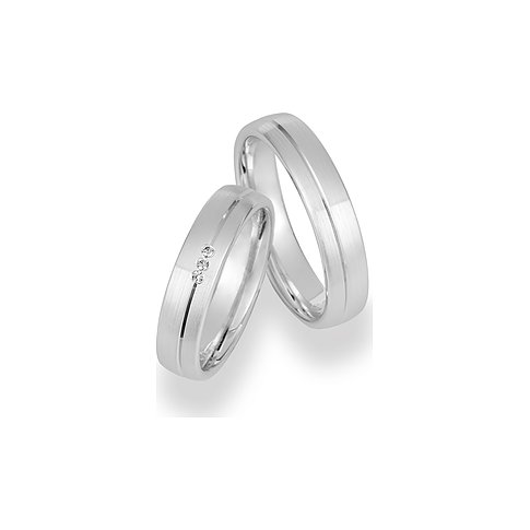 CHRIST Ringe mit drei Diamanten, mattiert mit polierten Rillen.