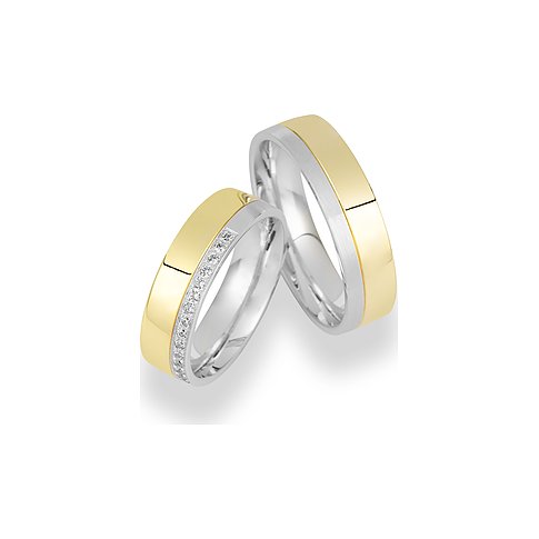 CHRIST Trauringe aus bicolor 585 Gelbgold und Weißgold mit Zirkonia.