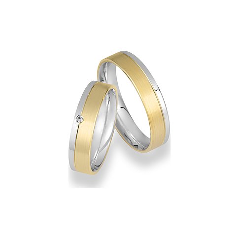 CHRIST Trauringe aus 925er Silber, bicolor, mit einem Stein.