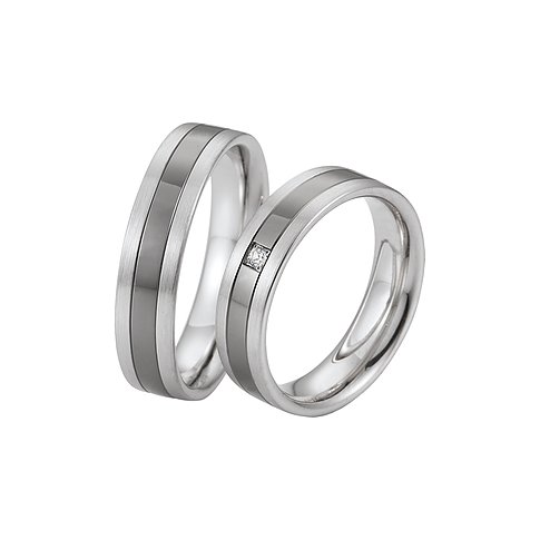 CHRIST Trauringe aus konfiguriertem Material mit einem Stein.