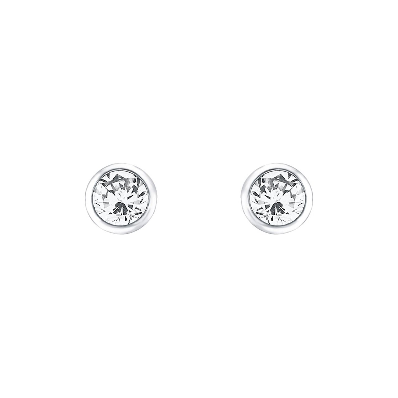 Puces d'oreilles FAVS en argent 925 avec zircons ronds sertis à griffes.
