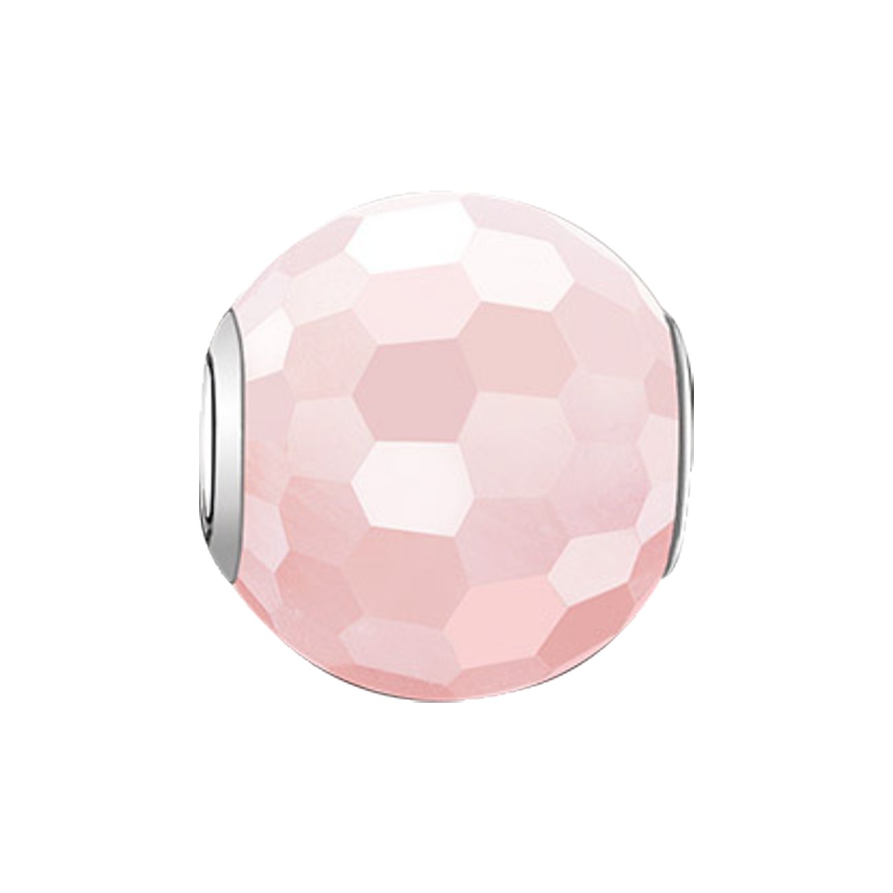 Pendentif breloque Thomas Sabo en argent 925 avec quartz rose facetté, vue de face.