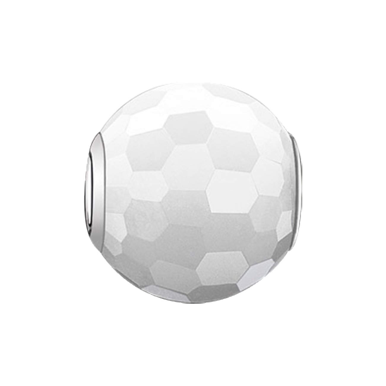 Pendentif sphérique Thomas Sabo en argent avec incrustation de jade en nid d'abeille, vue de face.