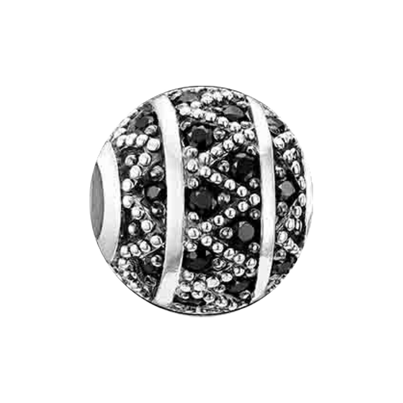 Thomas Sabo Kugelcharm aus 925er Silber mit Zirkonia, Frontalansicht.