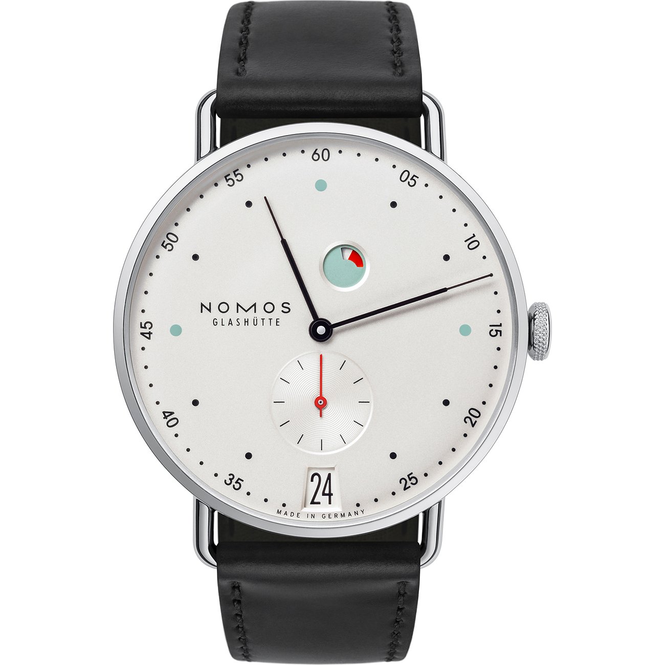 Nomos Glashütte Herrenuhr Metro Datum Gangreserve 1101