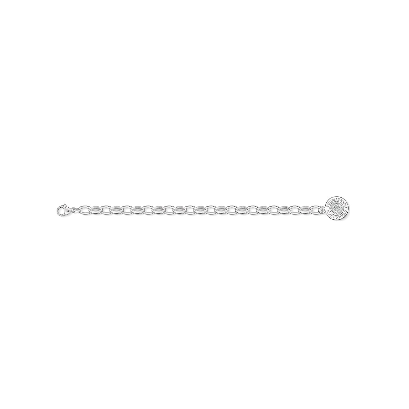 Thomas Sabo Bettelarmband aus Silber mit Diamant-Besatz an der Charm Club Gravurplatte.