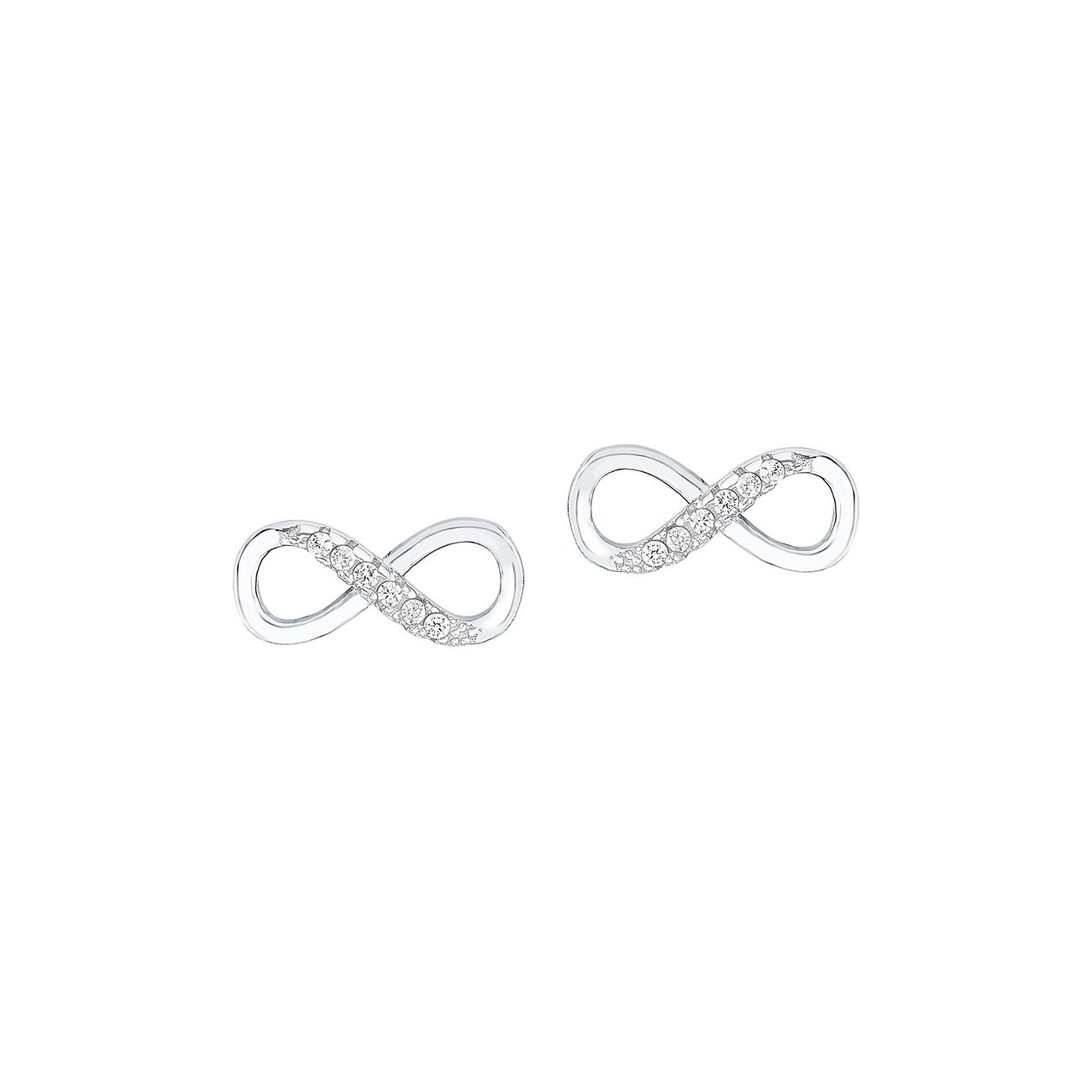 FAVS Ohrschmuck aus 925er Silber in Unendlichkeitsform, besetzt mit funkelnden Zirkonia-Farbsteinen.