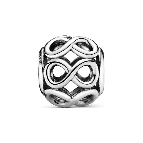 Pandora Charm aus 925er Silber mit Infinity-Symbolen.