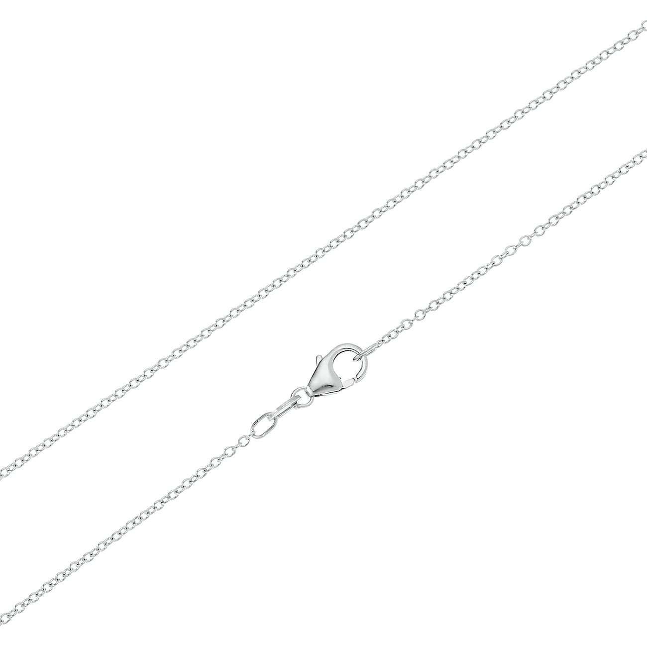 CHRIST Halskette aus 333 Weißgold mit feiner Gliederkette und Karabinerverschluss, diagonal auf weißem Grund.