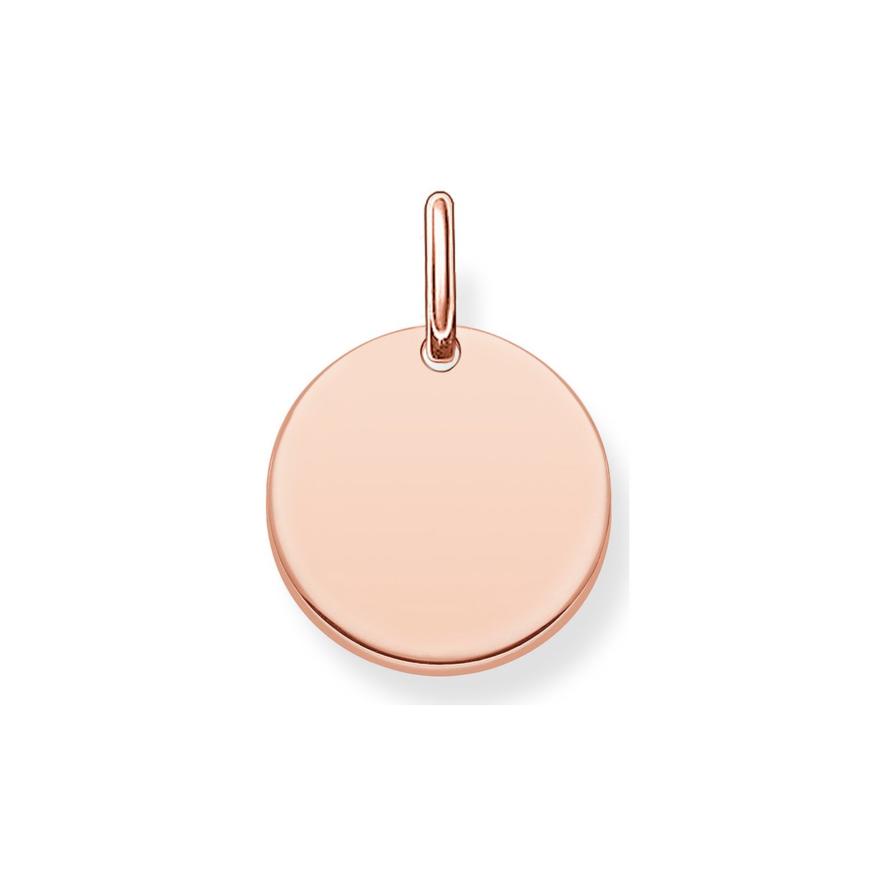 Thomas Sabo Anhängeschmuck aus roségoldfarbenem 925er Silber in Form einer runden Scheibe.