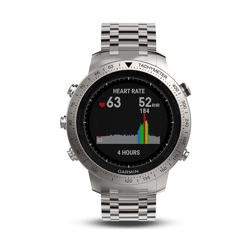 Garmin Smartwatch 010-01957-02, Herren, Edelstahl, Edelstahl, Armband: Edelstahl, Quarz, analog