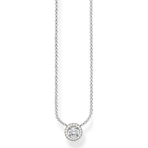 Collana Thomas Sabo in argento 925 con pendente rotondo e molte piccole pietre.